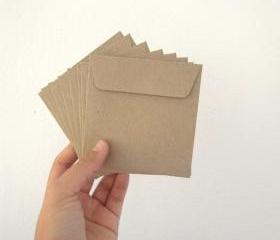 set of 50 recycle kraft paper gift bag square 9.5cmX9.5cm 1110g. great for card or organizer your stationary