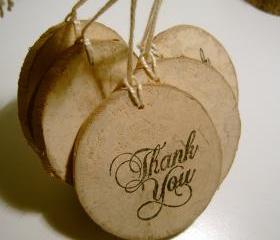 Rustic Wooden Thank You Hang Tags from branch slices 25