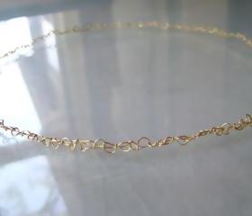 Necklace, Golden Brass Crochet, 20 inch Length