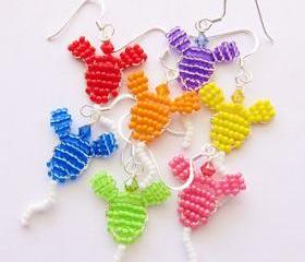 Mickey Mouse Balloons Beaded Earrings Bow Centers Embellishments or Applique Custom Colors