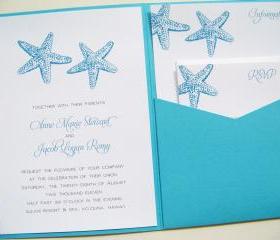 Pocketfold Wedding Invitations - By the Sea Signature Pocketfold Invitation Suite