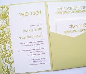 Pocketfold Wedding Invitations - Modern Baroque Signature Pocketfold Invitation Suite