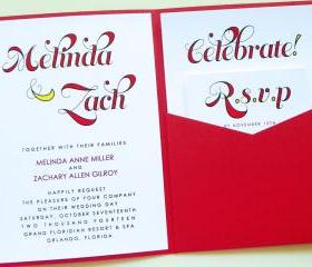 Pocketfold Wedding Invitations - Melinda Signature Pocketfold Invitation Suite