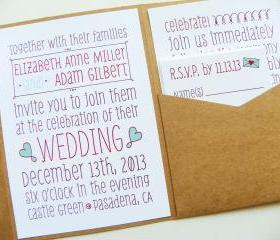 Pocketfold Wedding Invitations - Poster Doodles Signature Pocketfold Invitation Suite