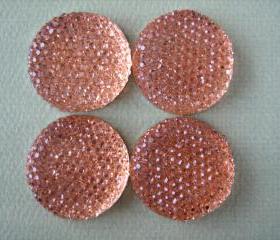 4PCS - Peach - Resin Rhinestone Cabochons - 24mm - Sparkly - Cabochons by ZARDENIA