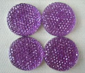 4PCS - Purple Resin Rhinestone Cabochons - 24mm - Sparkly - Cabochons by ZARDENIA