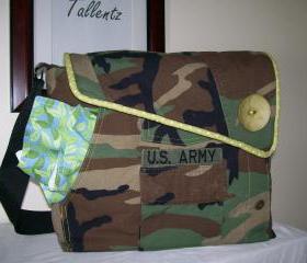 Recycled Army Shirt Diaper Bag -SOLD