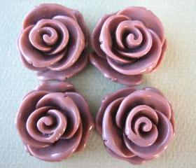 4PCS - Rose Flower Cabochons - 24mm - Sienna - Cabochons by ZARDENIA