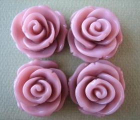 4PCS - Rose Flower Cabochons - 24mm - Rosy Brown - Cabochons by ZARDENIA