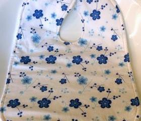 girls baby bib toddler bib blue flowers