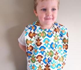 toddler boy bib - monkeys
