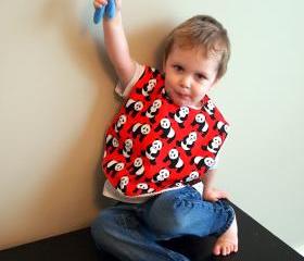 Baby Bib Toddler Panda Bear Bib large red cotton oversize terry cloth metal snap bib