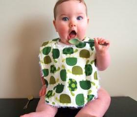 Baby bib Chenille Bib green turtle