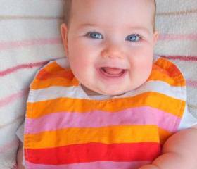 Baby bib Minky bib orange striped cotton minky white snap