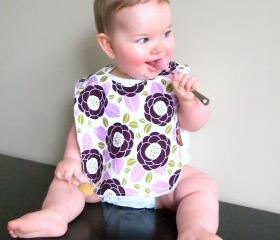 baby bib girls flower purple peony cotton snap peony joel dewberry