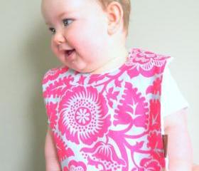 baby bib children spring pink flambe cotton minky snap bib