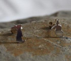 Silver Rabbit earrings: A pair of Bunny shaped sterling silver earrings.