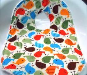 Spring Toddler Baby Bib Bird Bib large Little Birds Bright Colors Unisex