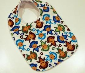 baby bib boys monkey minky cotton snap adorable