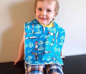 baby bib toddler bib cat in the hat blue