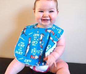 infant bib cat in the hat Minky blue