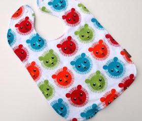 baby bib lion toddler bright tiger summer cotton terry cloth snap