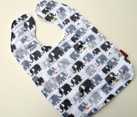 baby bib toddler elephant unisex grey mommy pachyderm summer terry cloth cotton
