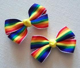 Mini Boutique Bow Pair - Rainbow
