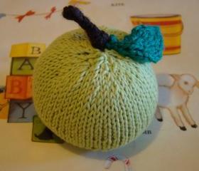 Knitted Apple Baby Rattle