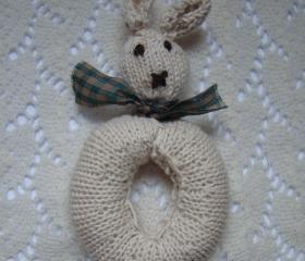 Handmade Knitted Rabbit Baby Rattle