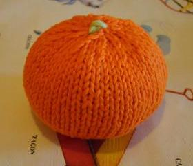 Knitted Orange Baby Rattle