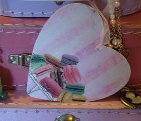Wooden Heart with macaron design