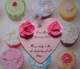 Pink Roses personalised wooden heart