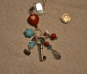 Gemstone Heart with Charms Necklace