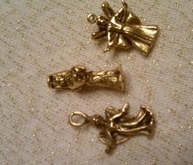 Gorgeous Antique Gold Angel Trio