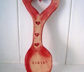 Cariad (Love in Welsh) Ceramic Lovespoon. Made in Wales, UK. Ready to ship.