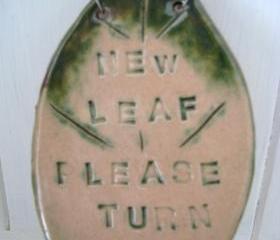 New Leaf - Please Turn Over. Strung with wire and vintage buttons. Handmade in Wales, UK