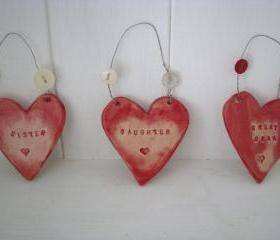 Ceramic 'Relative' Heart. Mam, Mum, Gran, Great Gran, Daughter, Mum in Law, Sister. Handmade in Wales UK