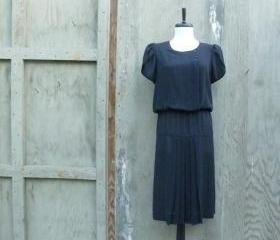 1980s Sheer Black Dress with Tulip Sleeve