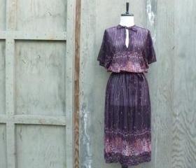 1970s Sheer Boho Belted Dress