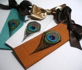Handmade Wedding Bookmarker Favors - Peacock Theme (custom colors available)