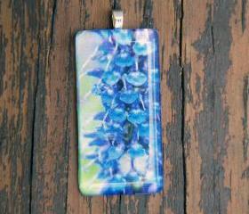 Purple/Blue Flower Pendant on Black Cord 