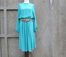 1970s Sheer Dress in Turquoise