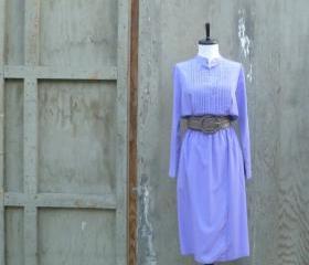 1970s Liillie Rubin Dress Lavender with Pintuck detail