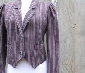 1980s Jacket Striped Cropped