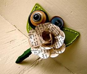 Green Rose Paper Flower and Button Boutonniere for Wedding or Event by The Little Red Button