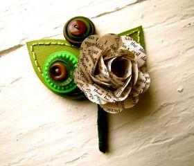 Boutonniere Book Page Rose Flower Buttons for Wedding or Event