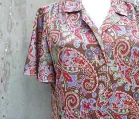 1970s Boho Print Blouse