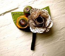 Boutonniere Book Page Rose Flower Buttons for Wedding or Event