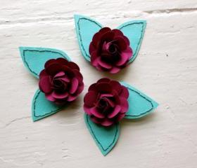 Paper Rose Hairpiece, Bride, Bridesmaid, Green, Fuchsia